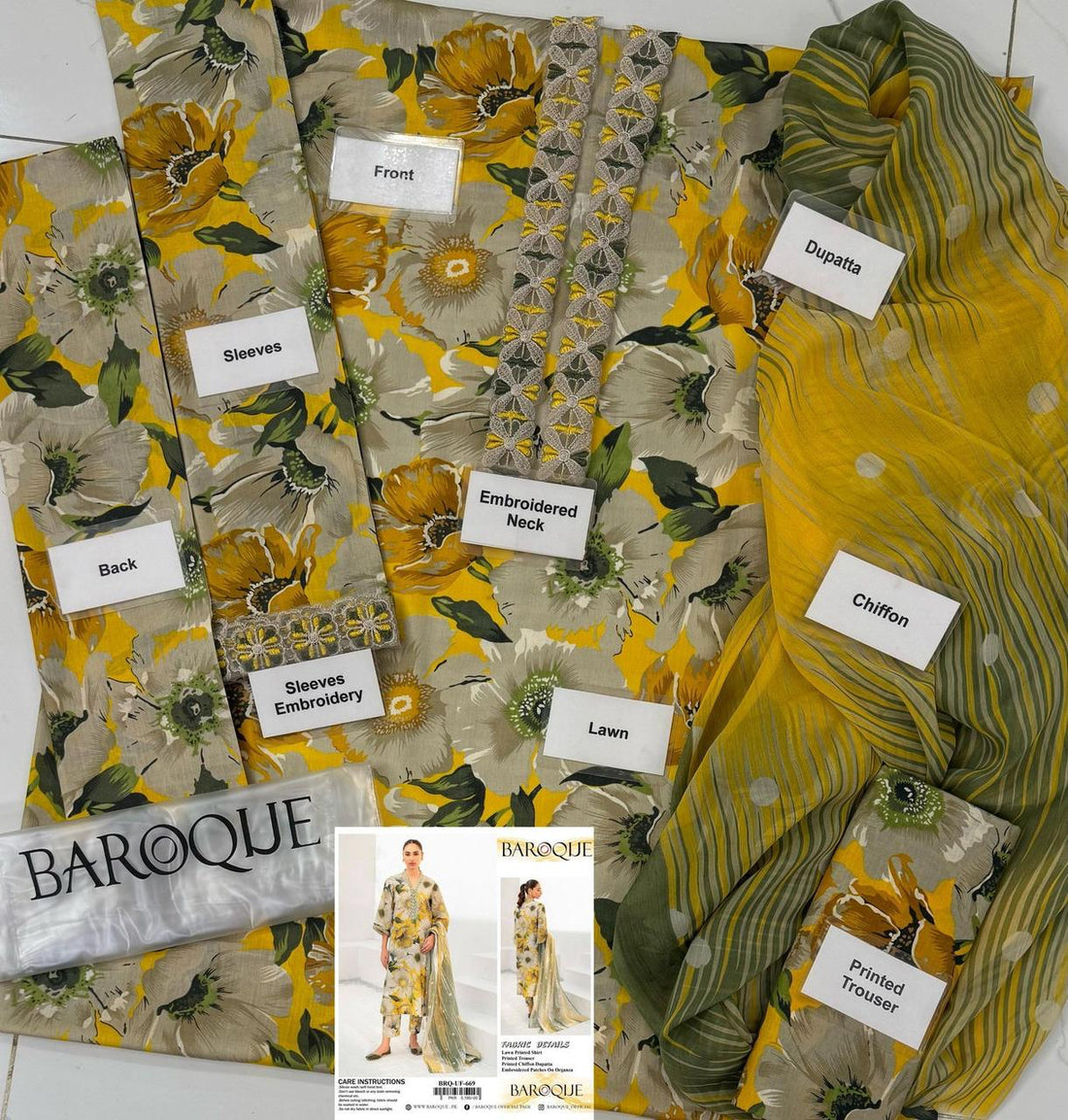 Baroque 𝙎𝙩𝙪𝙛𝙛: Lawn 3pc 90/88